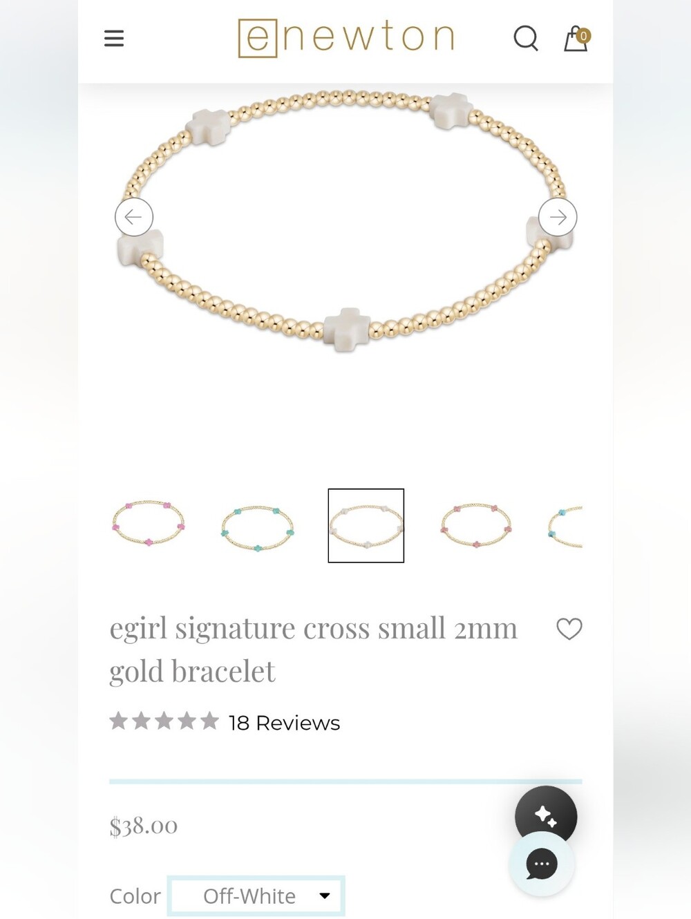 Enewton egirl sc small 2mm gold bracelet In Off White